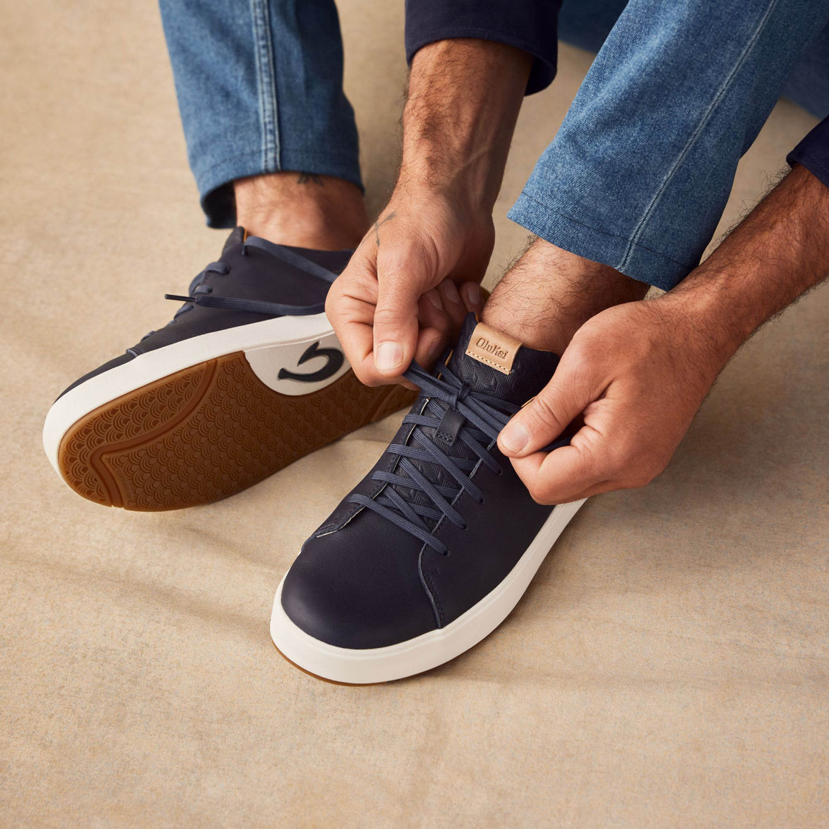 OluKai Lae‘ahi Lī ‘Ili Men's Leather Sneakers - Men