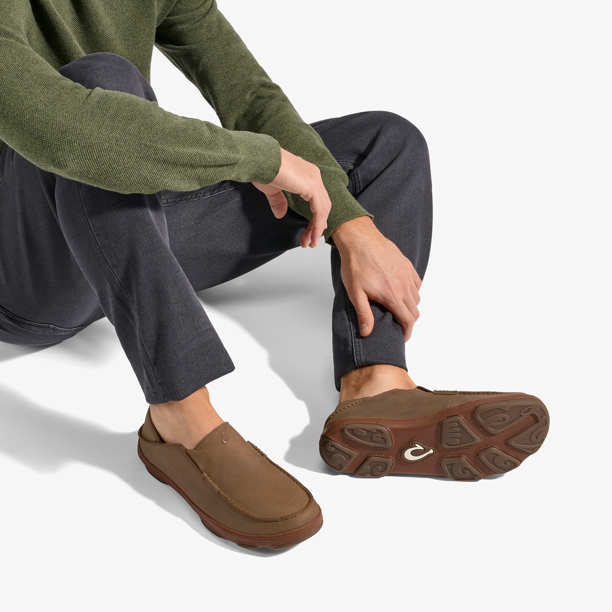 OluKai Moloā Men's Leather Slip On Shoes - Men