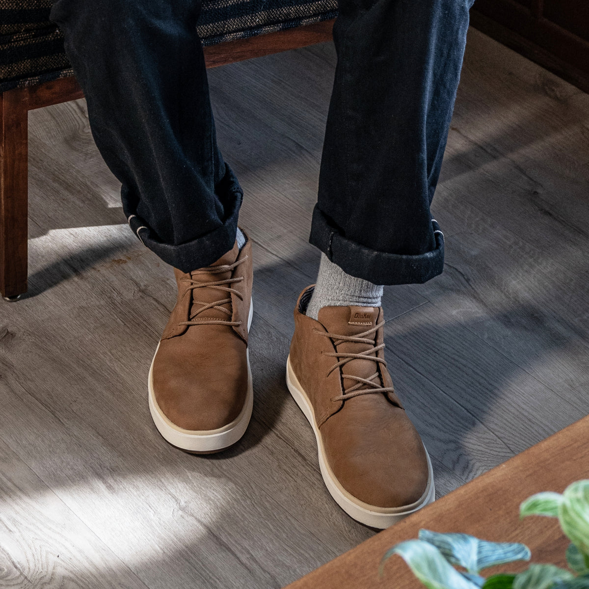 OluKai Papakū 'Ili Men’s Waterproof Leather Boots- Tan - Men