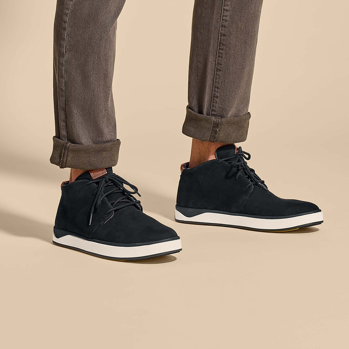 OluKai Papakū 'Ili Men’s Waterproof Leather Boots- Black - Men