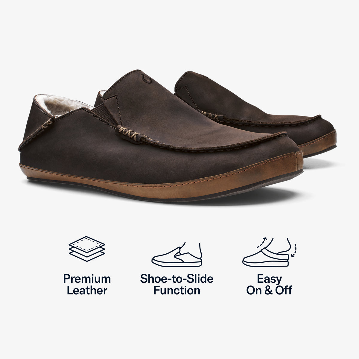 OluKai Moloā Men's Nubuck Leather Slippers - Men