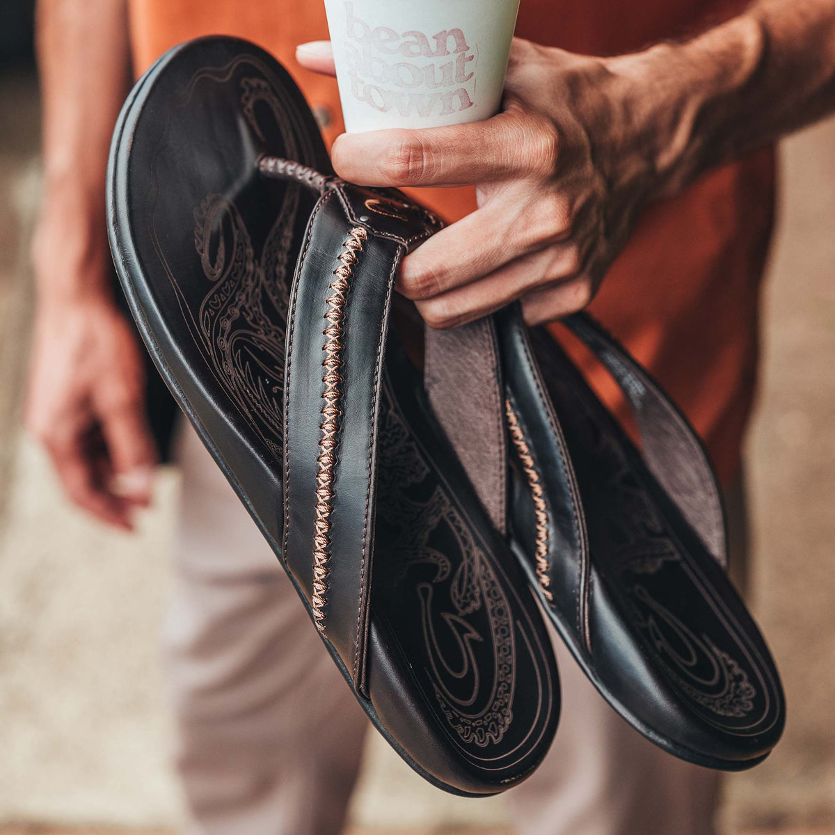 OluKai Mea Ola Men's Leather Beach Sandals - Men
