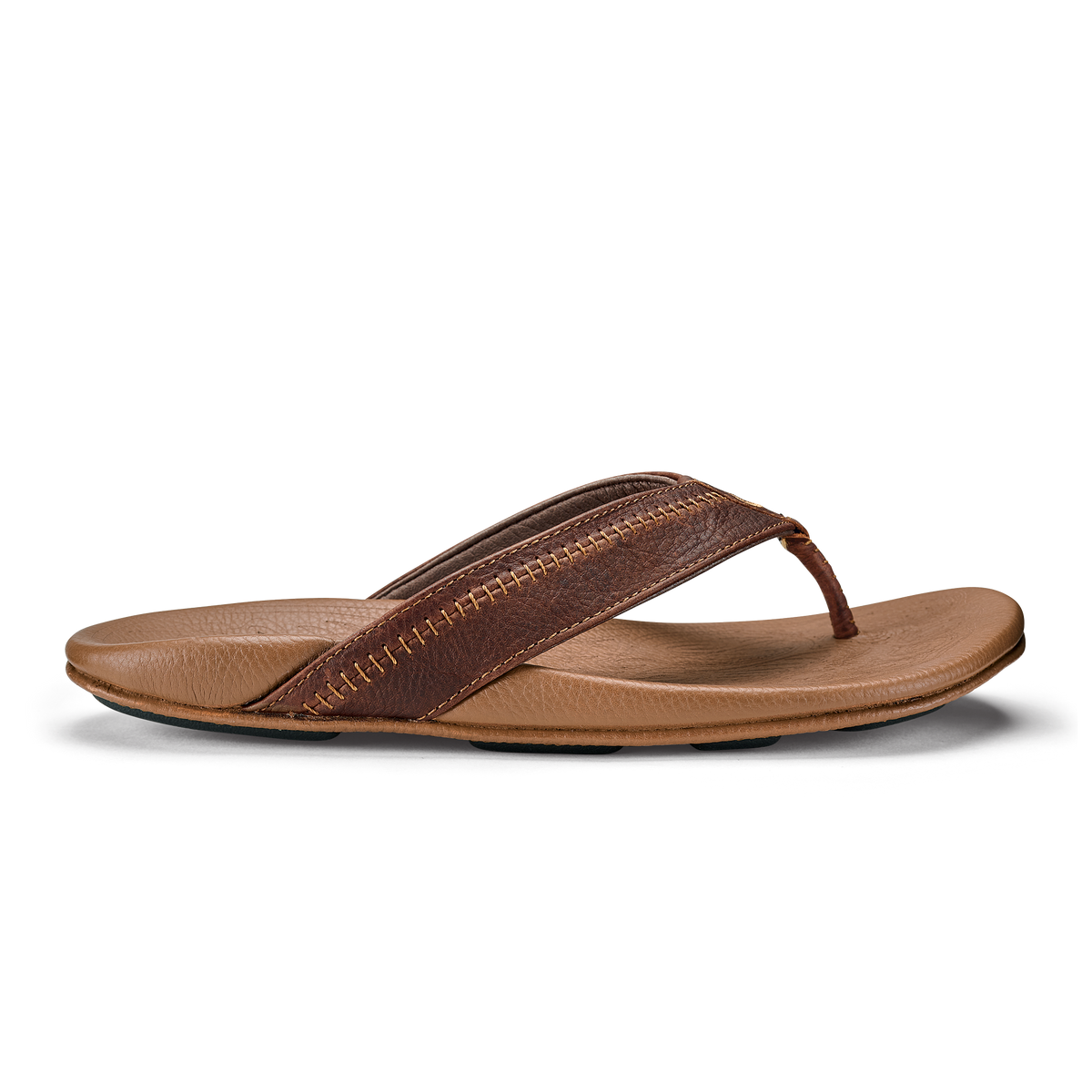 OluKai Hiapo -Dark Java / Toffee Men’s Leather Beach Sandals - Men