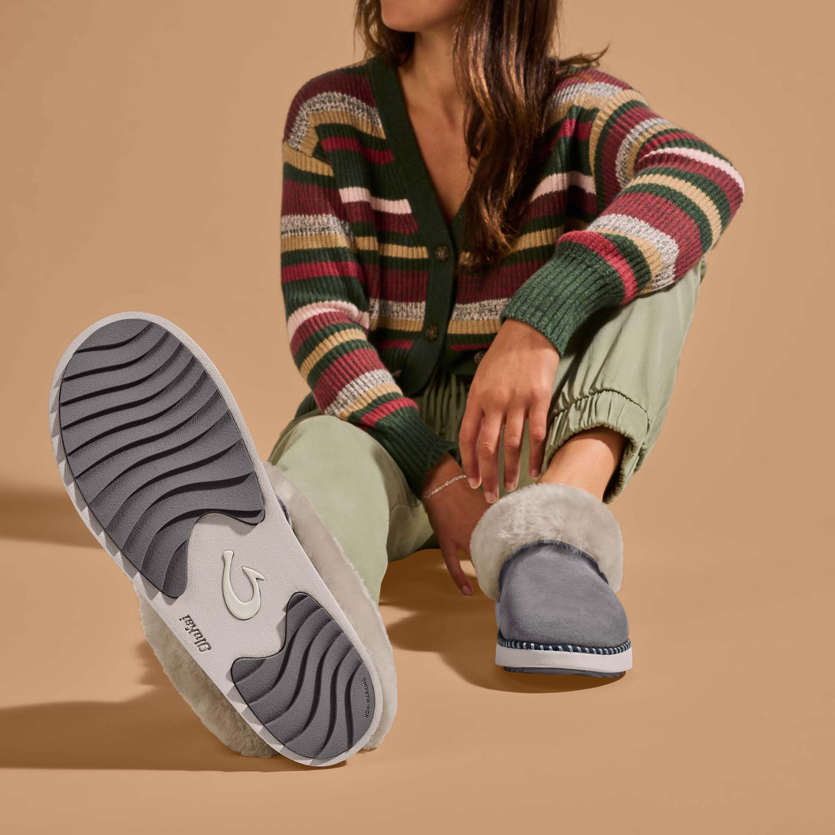 OluKai Ku‘i Women’s Fuzzy Slip-On Slippers - Women