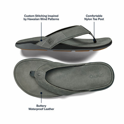 Tuahine Men's Waterproof Leather Beach Sandals - Rock