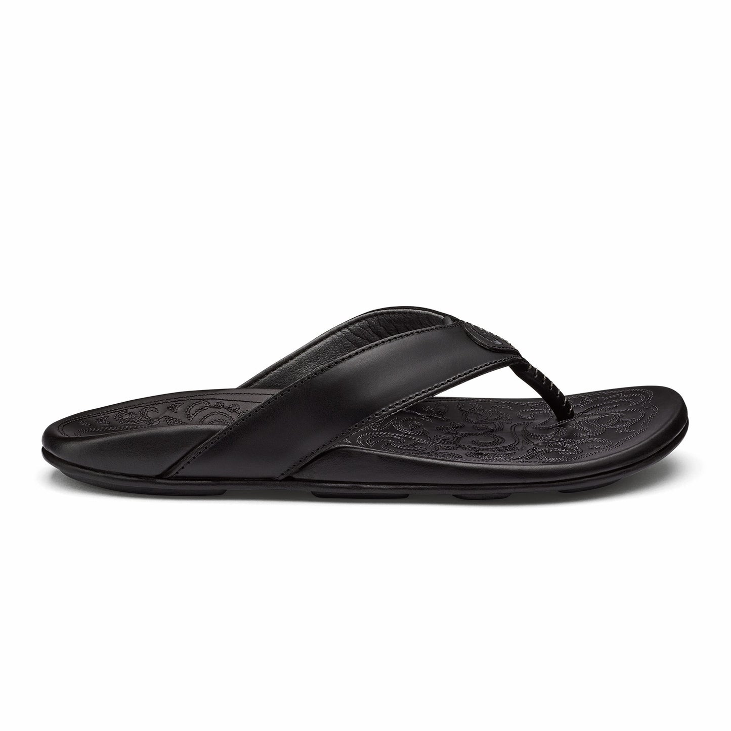 Mekila Men's Full-Grain Leather Beach Sandals - Black