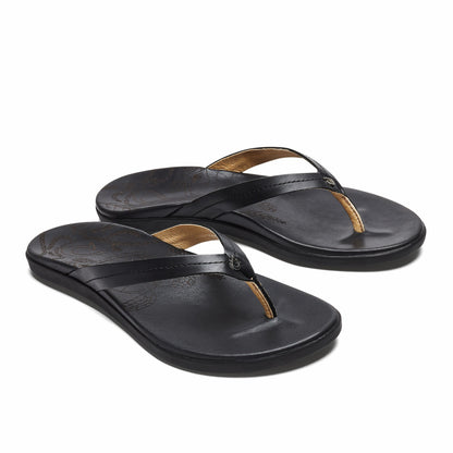 Honu Leather Beach Sandals - Black